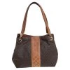 Michael Kors Brown Signature Coated Canvas And Leather Raven Studded Shoulder Bag For Women