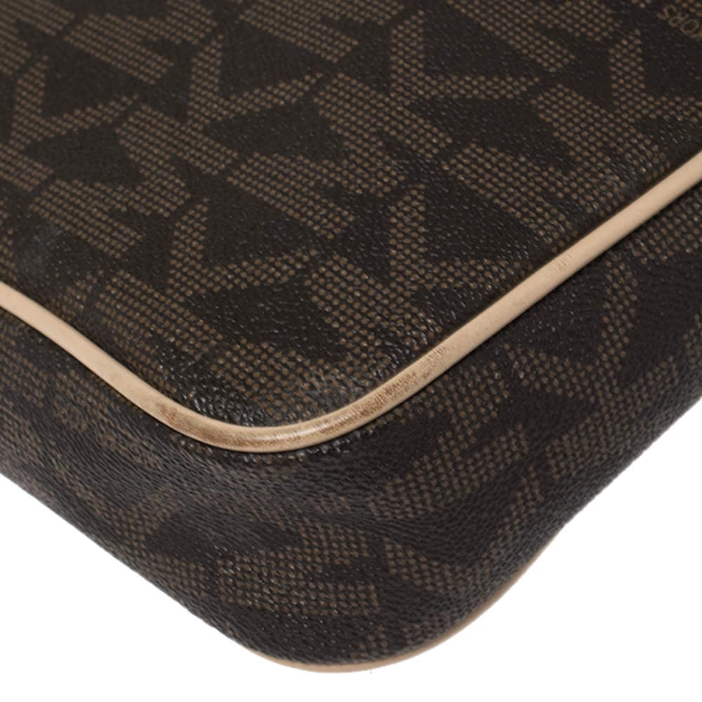 Michael Kors Brown/Beige Signature Coated Canvas East/West Crossbody Bag For Women - Image 11