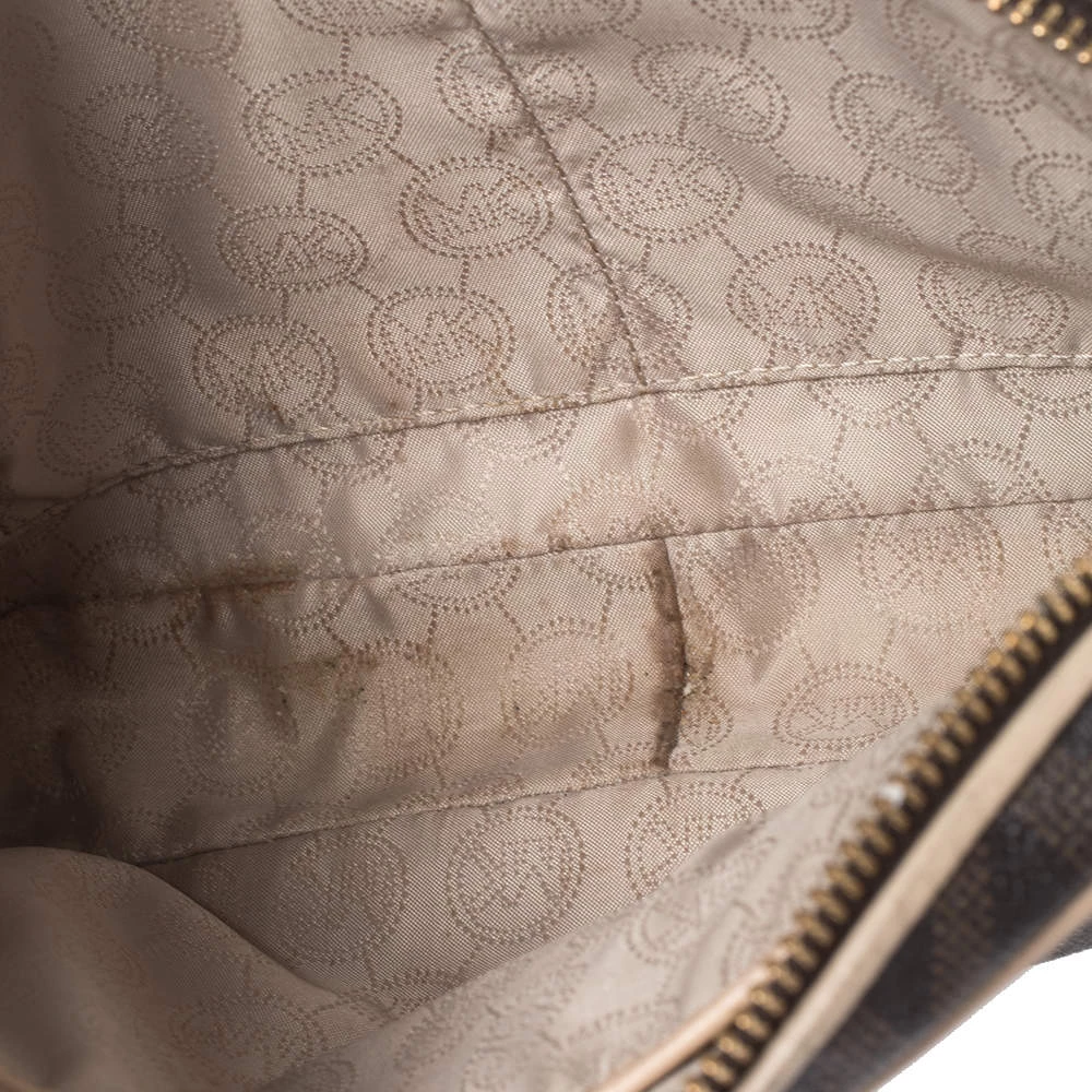 Michael Kors Brown/Beige Signature Coated Canvas East/West Crossbody Bag For Women - Image 7