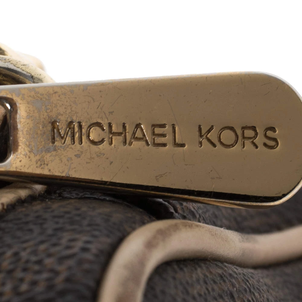 Michael Kors Brown/Beige Signature Coated Canvas East/West Crossbody Bag For Women - Image 9