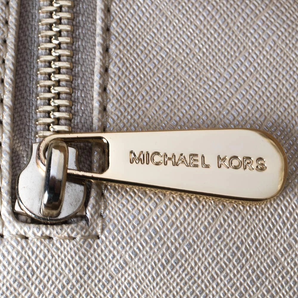 Michael Kors Metallic Gold Leather Large Jet Set Travel Tote For Women - Image 10