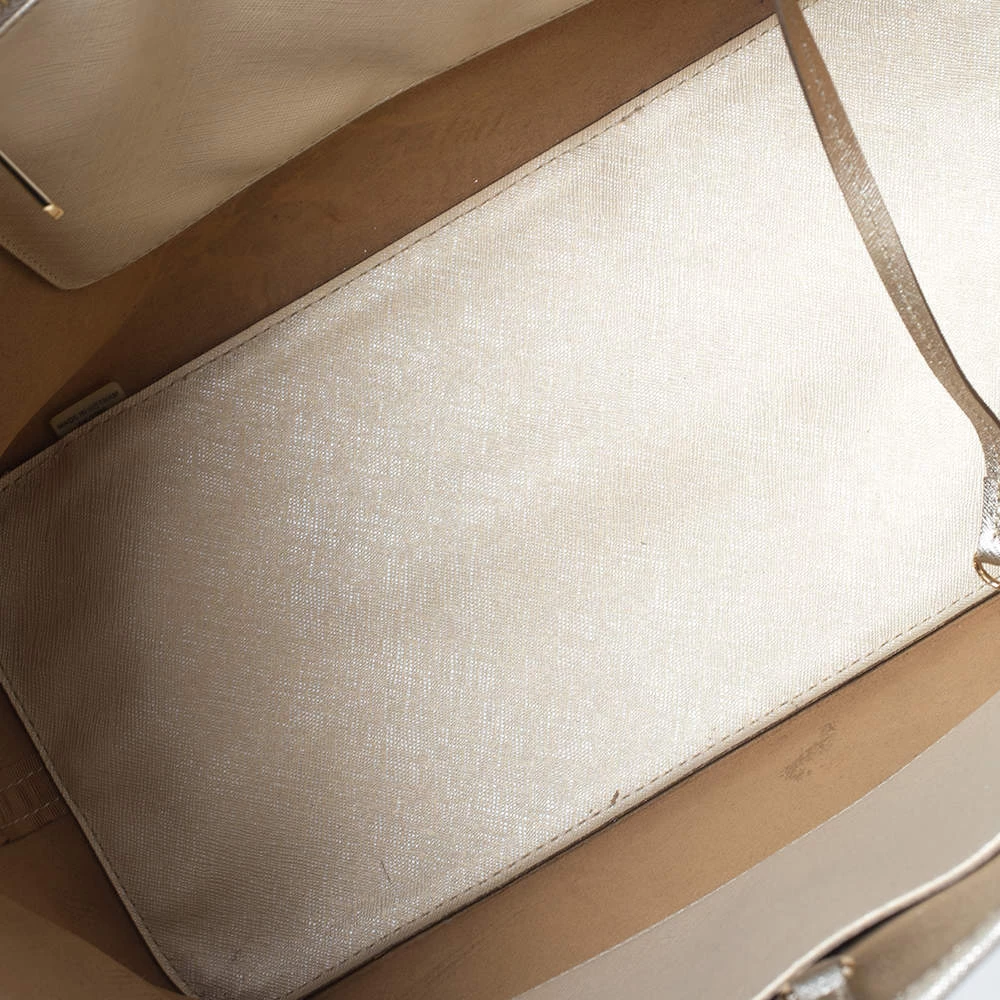 Michael Kors Metallic Gold Leather Large Jet Set Travel Tote For Women - Image 8