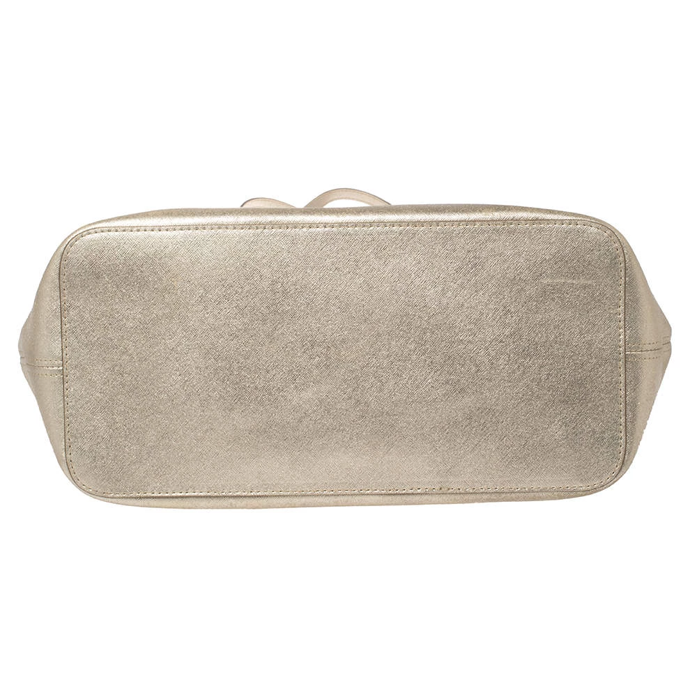 Michael Kors Metallic Gold Leather Large Jet Set Travel Tote For Women - Image 7