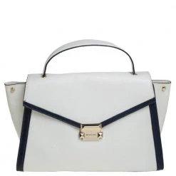 Michael Kors White Leather Large Whitney Top Handle Bag For Women