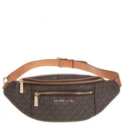 Michael Kors Brown/Tan Signature Coated Canvas And Leather Mott Belt Bag For Women