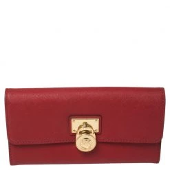Michael Kors Red Leather Hamilton Continental Wallet For Women