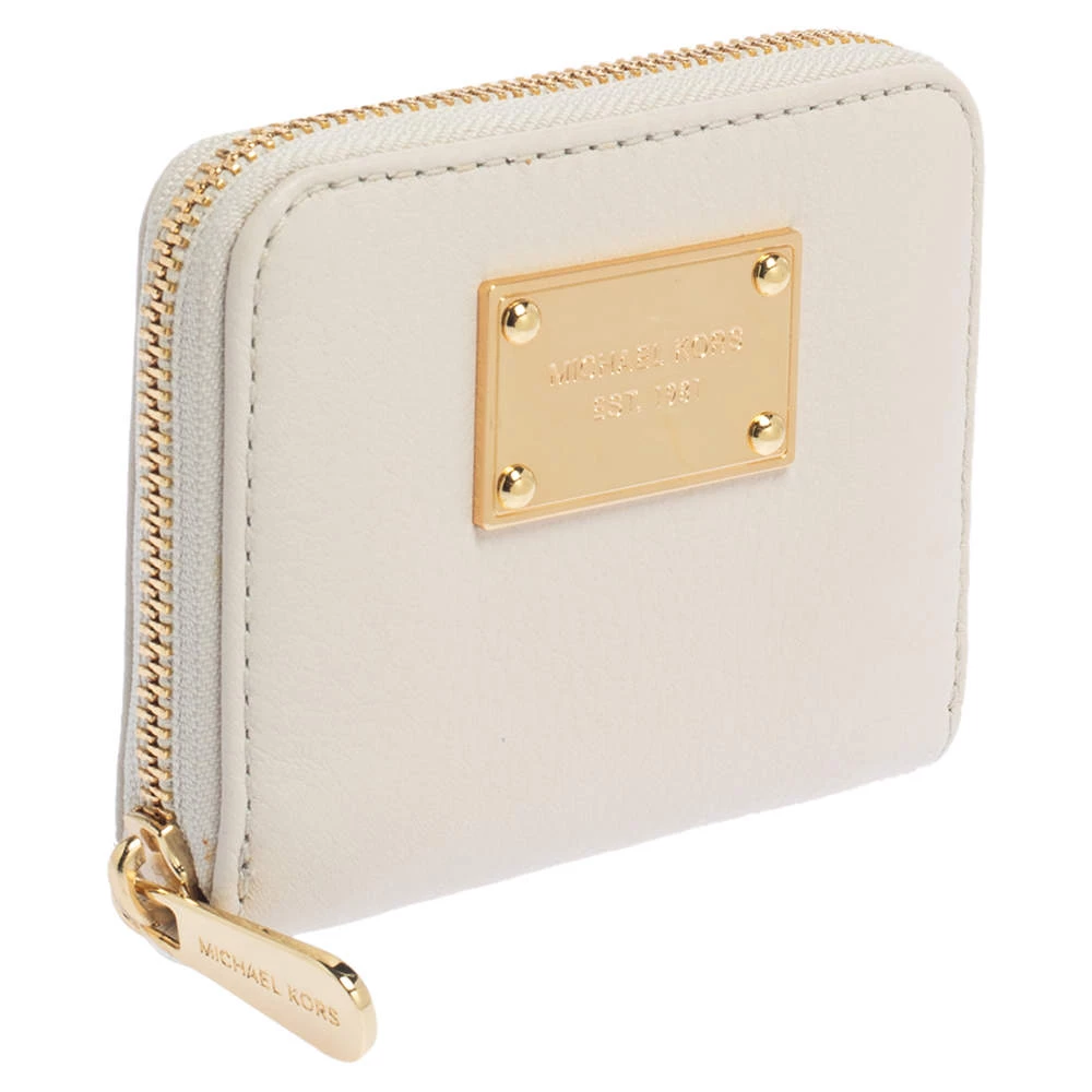 Michael Kors Micheal Kors White Leather Zip Around Wallet For Women - Image 3