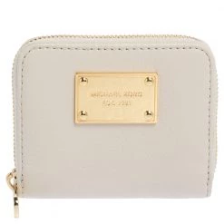 Michael Kors Micheal Kors White Leather Zip Around Wallet For Women