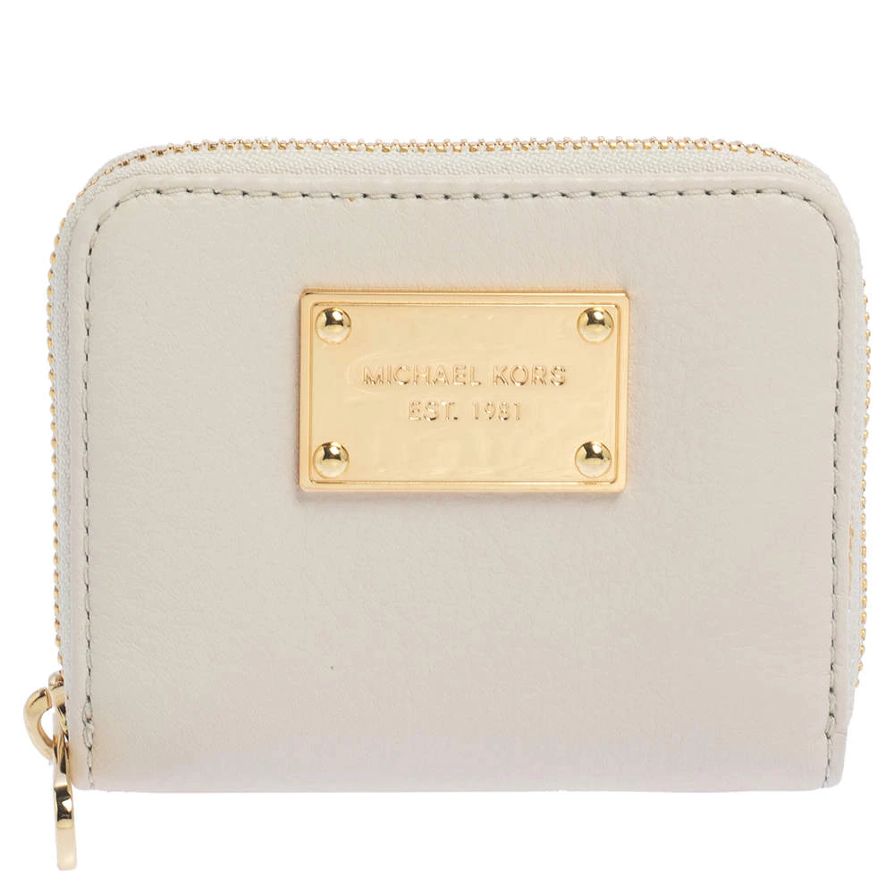 Michael Kors Micheal Kors White Leather Zip Around Wallet For Women