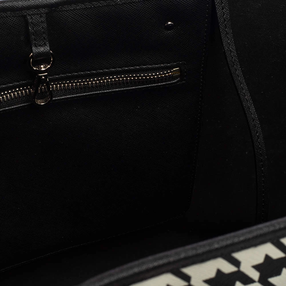 Michael Kors Hounds Tooth Printed Leather Jet Set Travel Tote For Women - Image 8