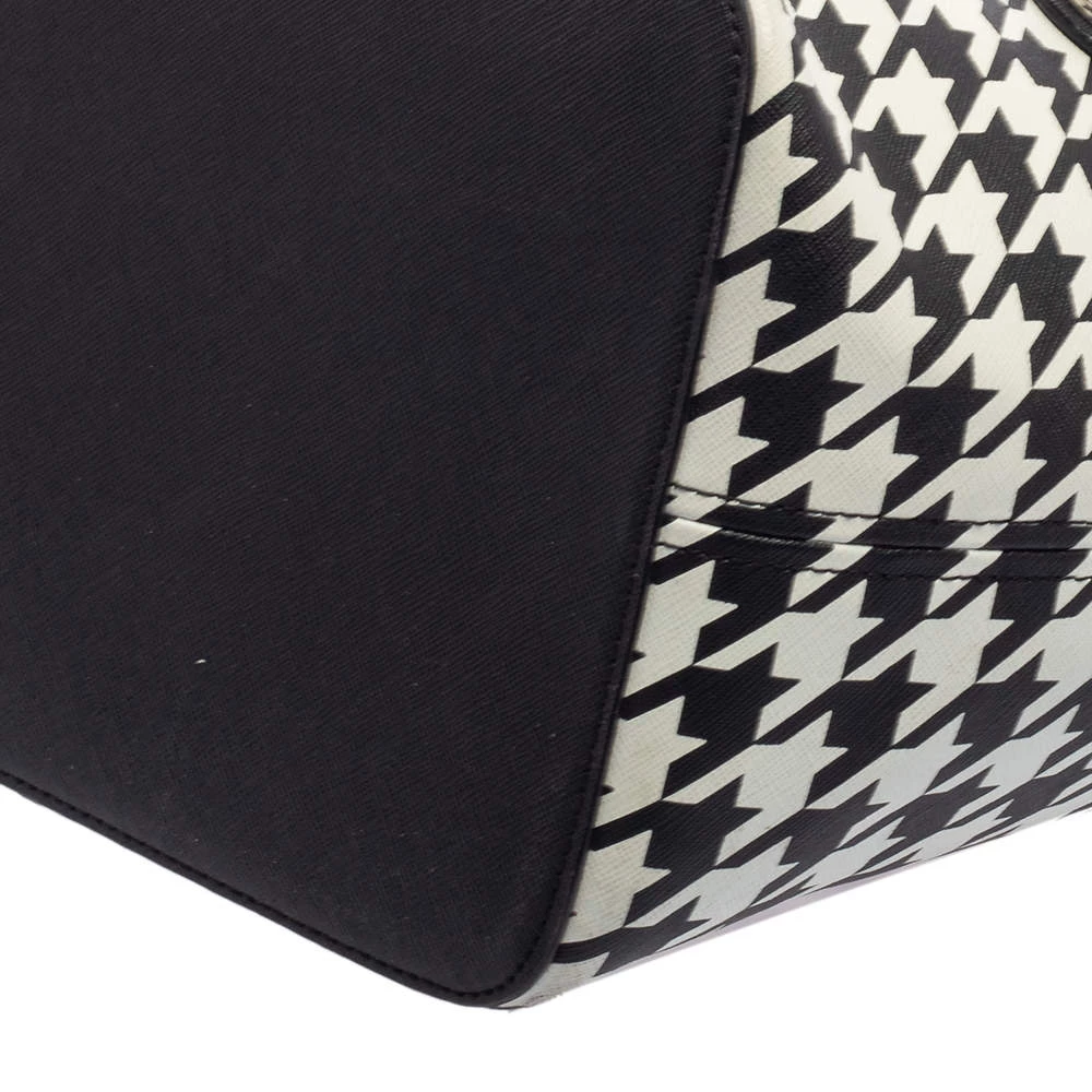 Michael Kors Hounds Tooth Printed Leather Jet Set Travel Tote For Women - Image 12