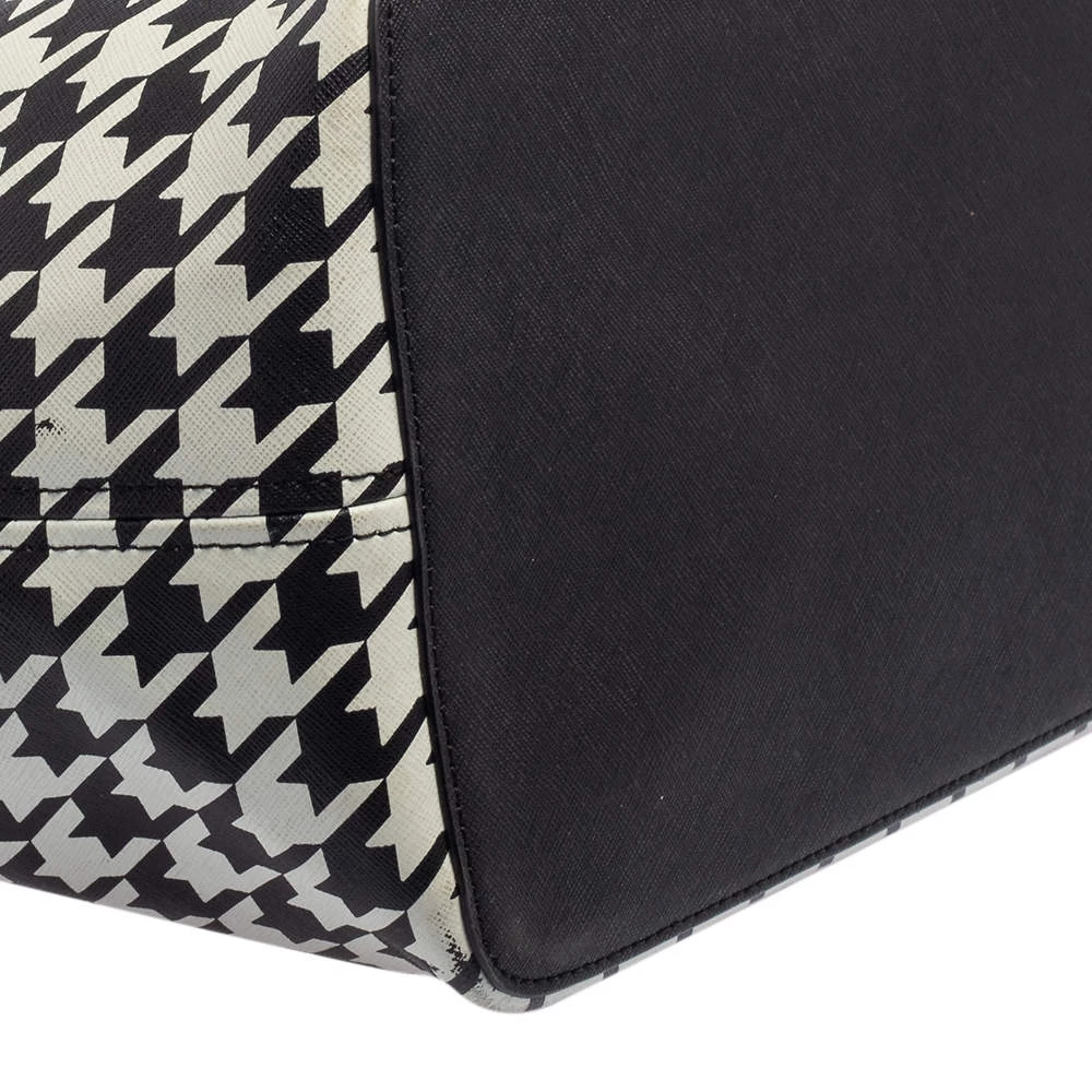 Michael Kors Hounds Tooth Printed Leather Jet Set Travel Tote For Women - Image 13