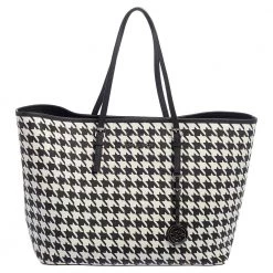 Michael Kors Hounds Tooth Printed Leather Jet Set Travel Tote For Women
