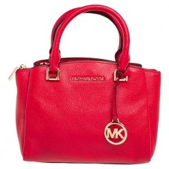 Michael Kors Red Pebbled Leather Small Maxine Satchel For Women