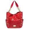 Michael Kors Red Croc Embossed Patent Leather Delancy Tote For Women