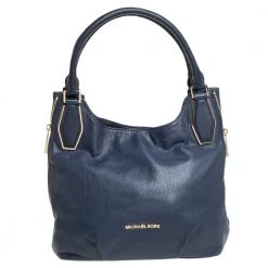 Michael Kors Dark Blue Leather Medium Vanessa Shoulder Bag For Women