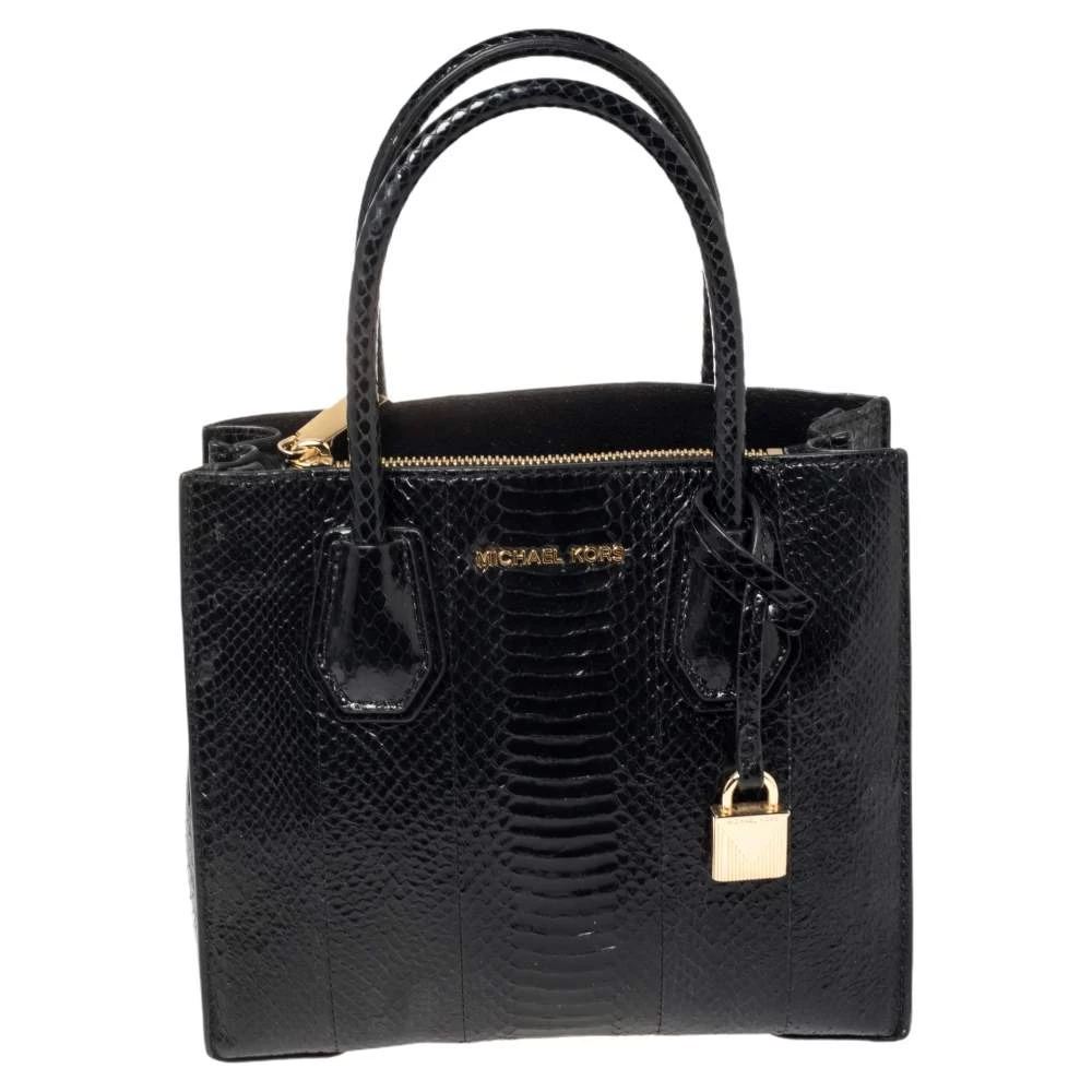 Michael Kors Black Snakeskin Mini Mercer Tote For Women