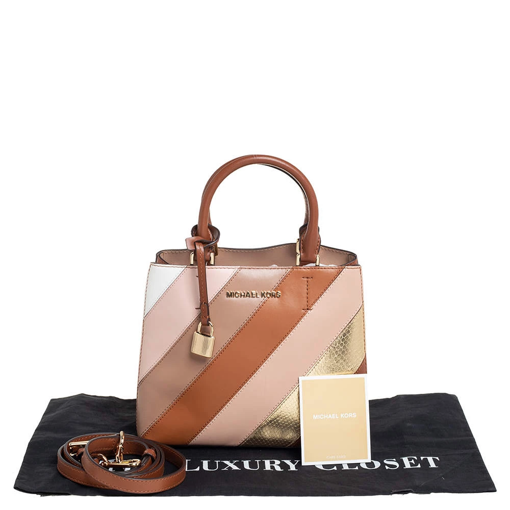 Michael Kors Multicolor Striped Leather And Python Embossed Adele Tote For Women - Image 9