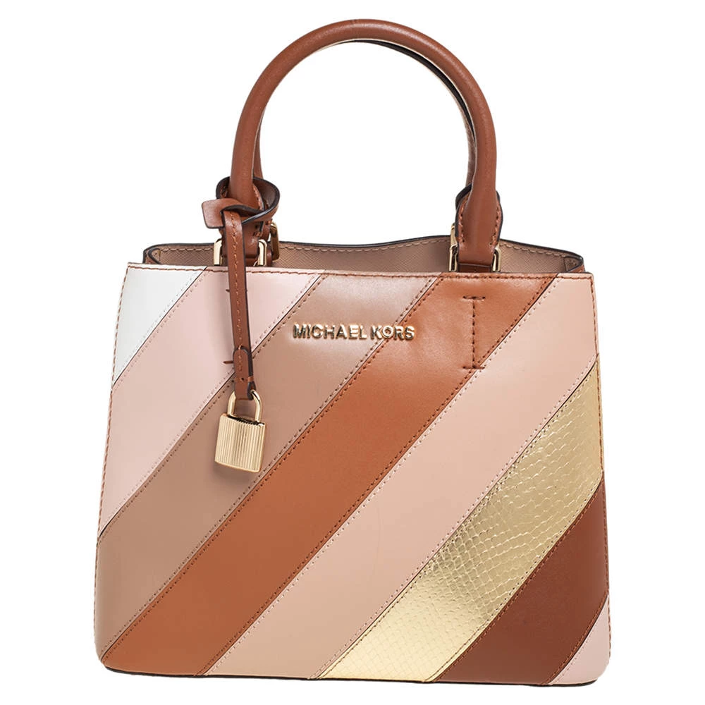 Michael Kors Multicolor Striped Leather And Python Embossed Adele Tote For Women