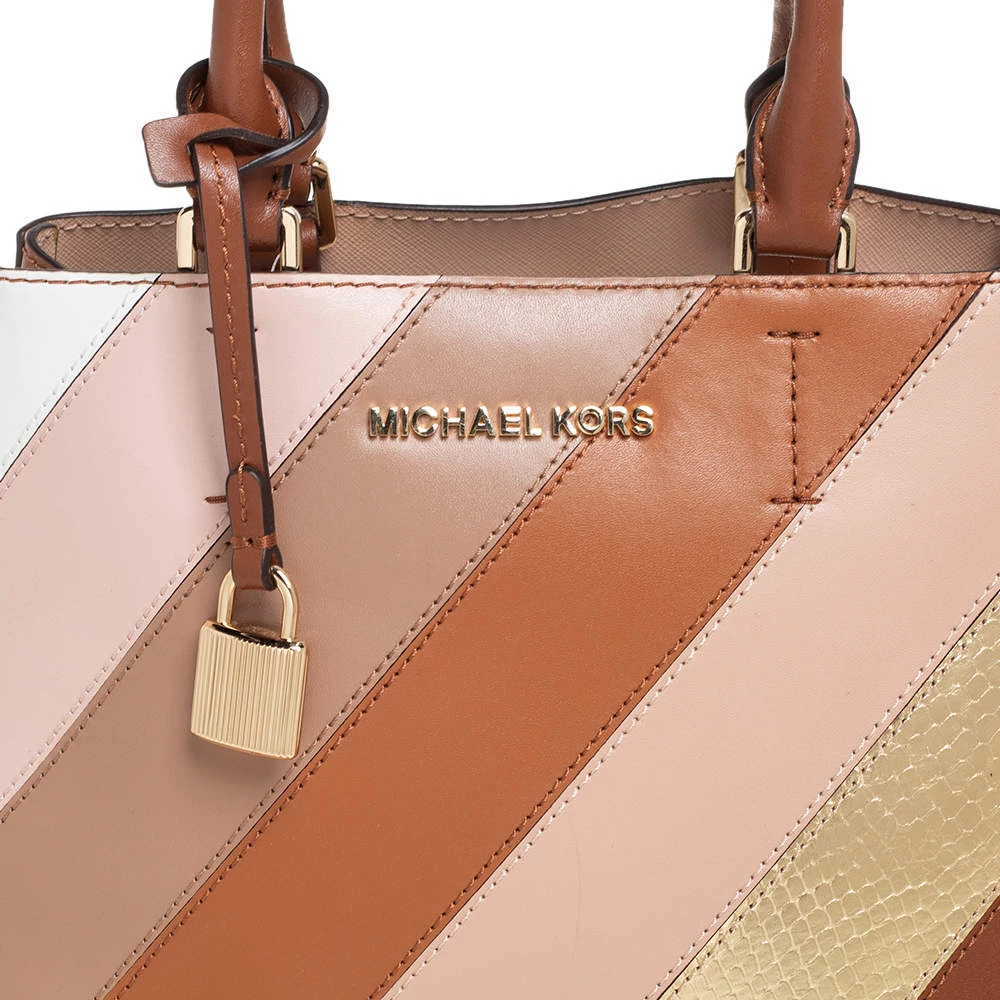 Michael Kors Multicolor Striped Leather And Python Embossed Adele Tote For Women - Image 5