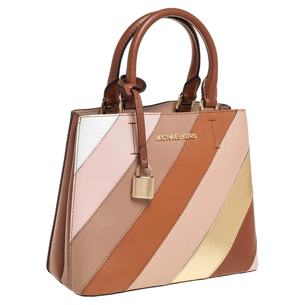 Michael Kors Multicolor Striped Leather And Python Embossed Adele Tote For Women - Image 3
