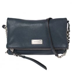 Michael Michael Kors Blue Leather Foldover Crossbody Bag For Women