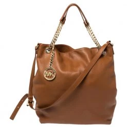Michael Kors Brown Leather Jet Set Chain Hobo For Women