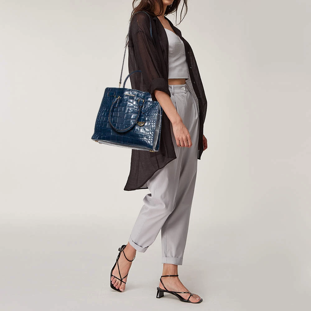 Michael Michael Kors Blue Croc Embossed Leather Dillon Tote For Women - Image 2