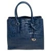 Michael Michael Kors Blue Croc Embossed Leather Dillon Tote For Women
