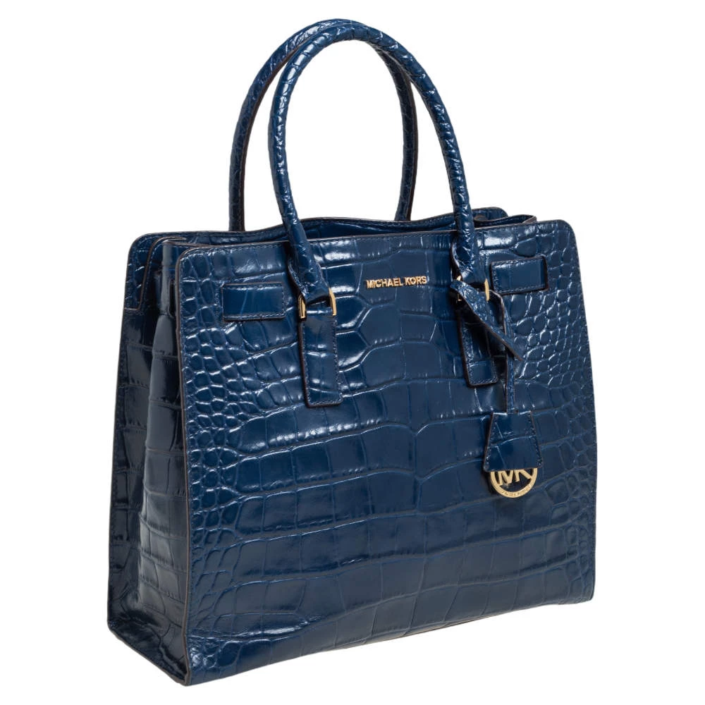Michael Michael Kors Blue Croc Embossed Leather Dillon Tote For Women - Image 3