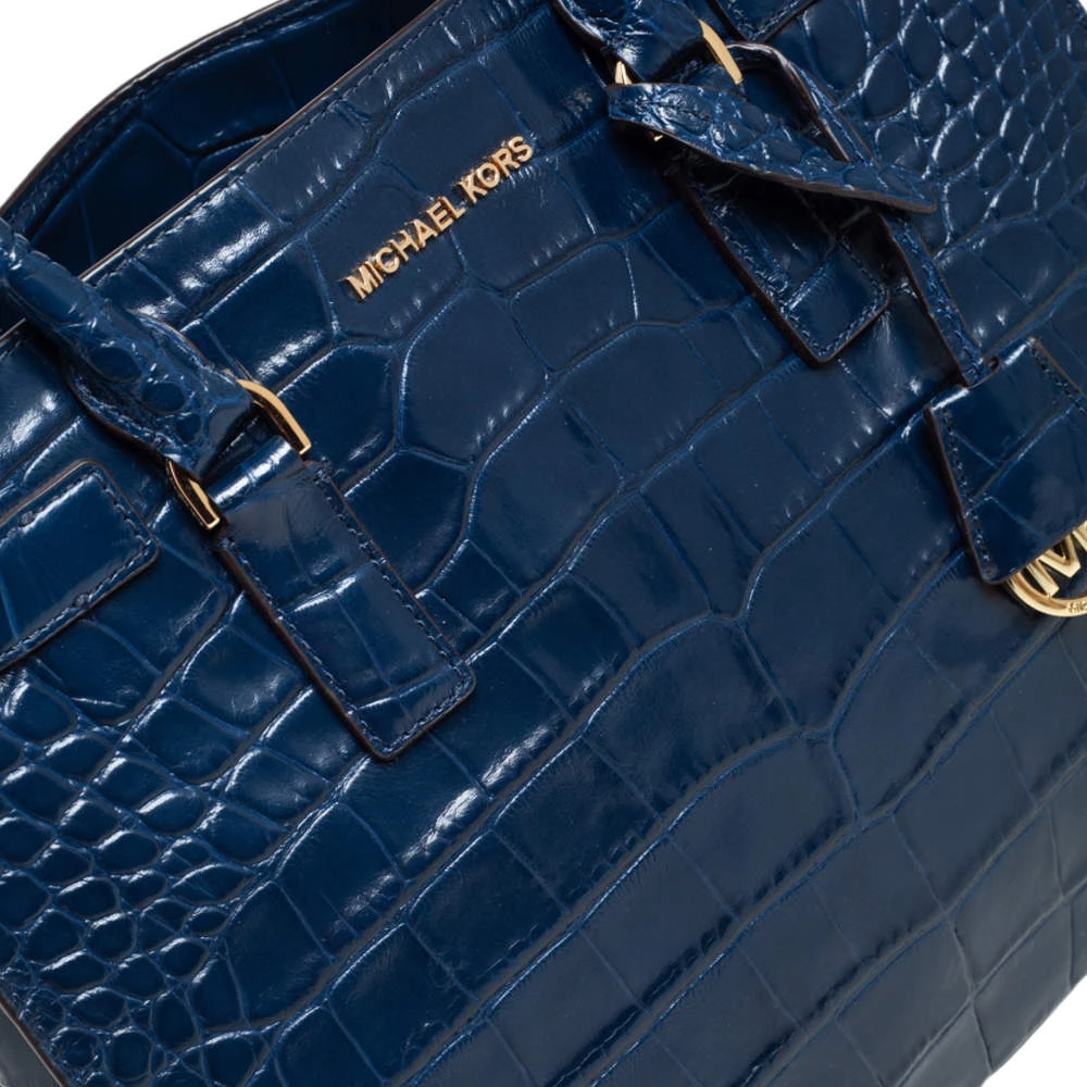 Michael Michael Kors Blue Croc Embossed Leather Dillon Tote For Women - Image 5