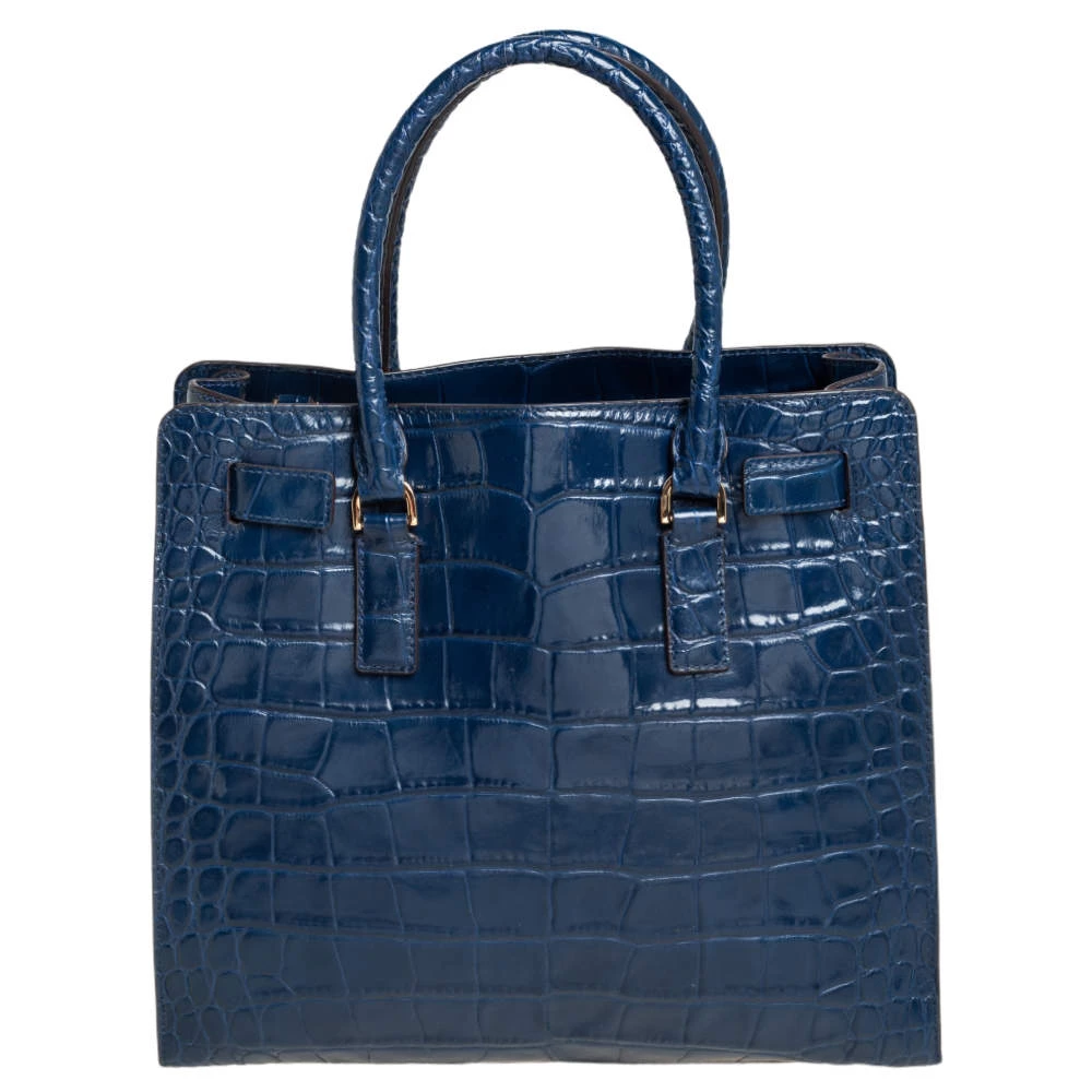 Michael Michael Kors Blue Croc Embossed Leather Dillon Tote For Women - Image 4