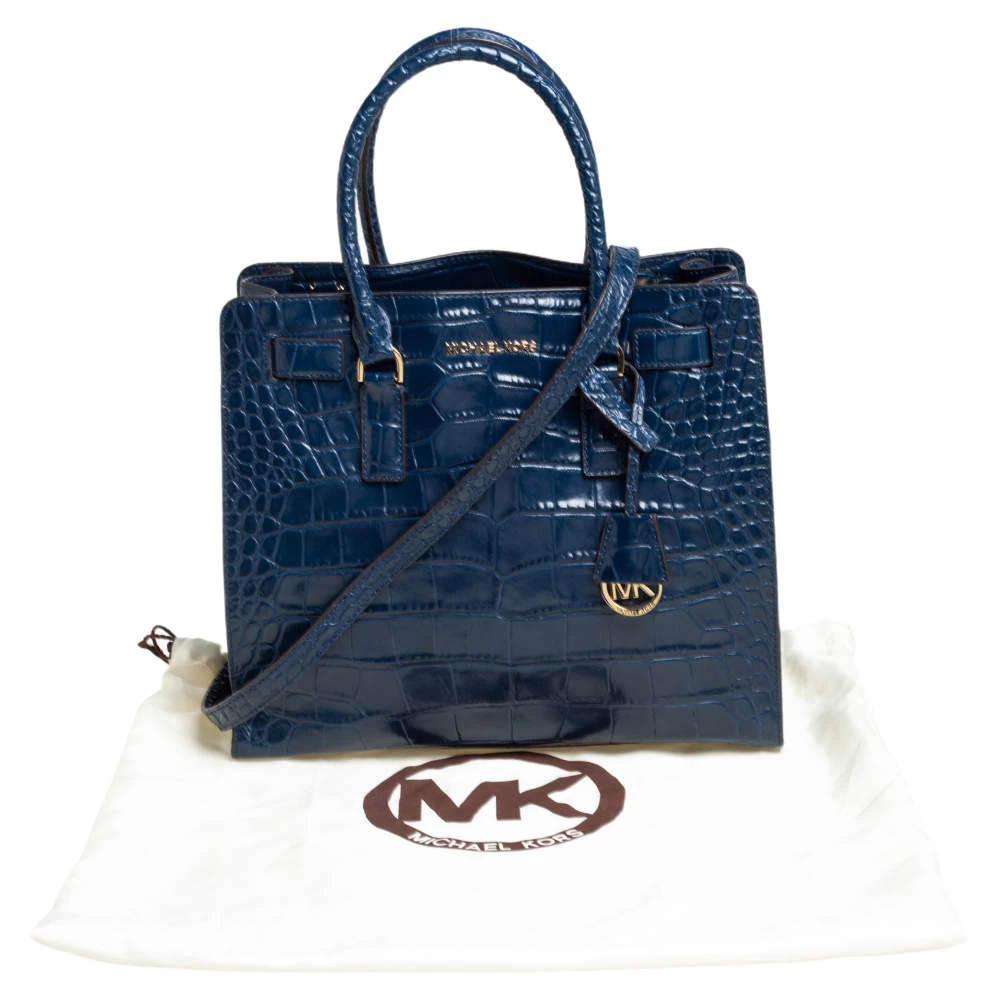Michael Michael Kors Blue Croc Embossed Leather Dillon Tote For Women - Image 9