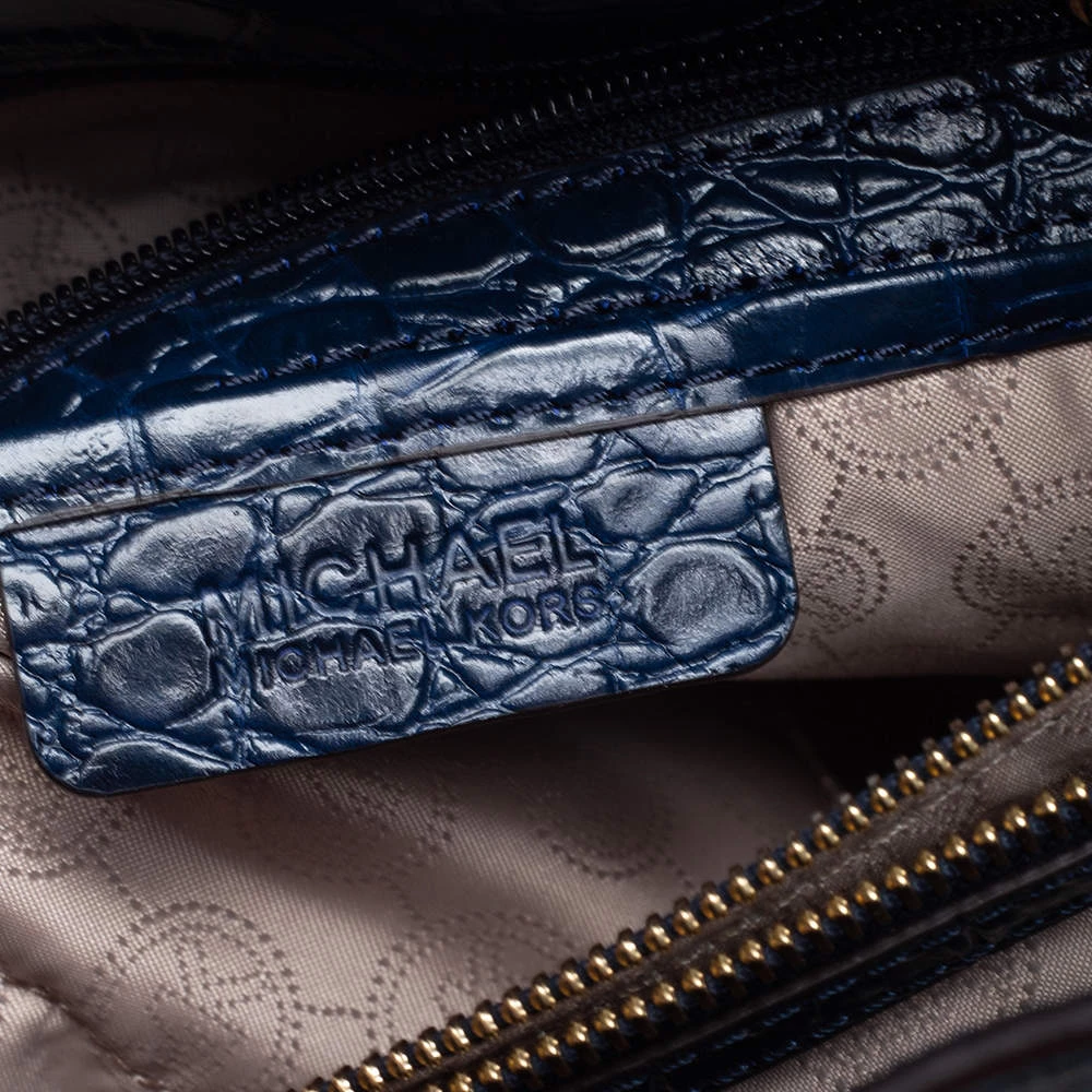 Michael Michael Kors Blue Croc Embossed Leather Dillon Tote For Women - Image 8