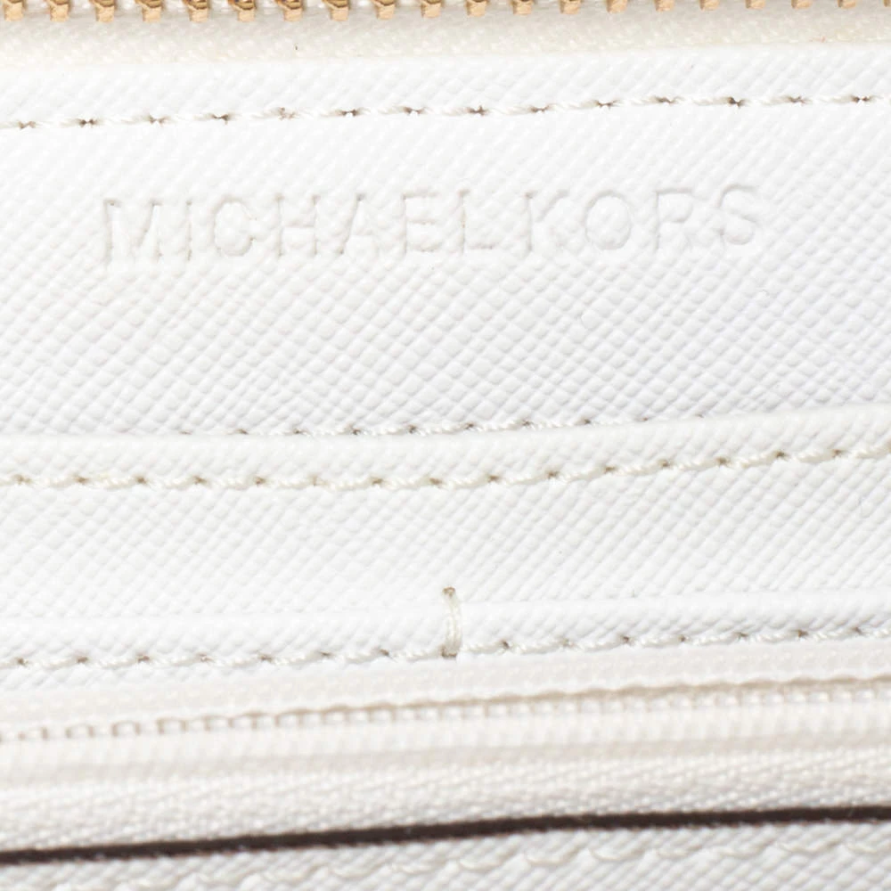 Michael Kors White Leather Zip Around Wallet For Women - Image 7