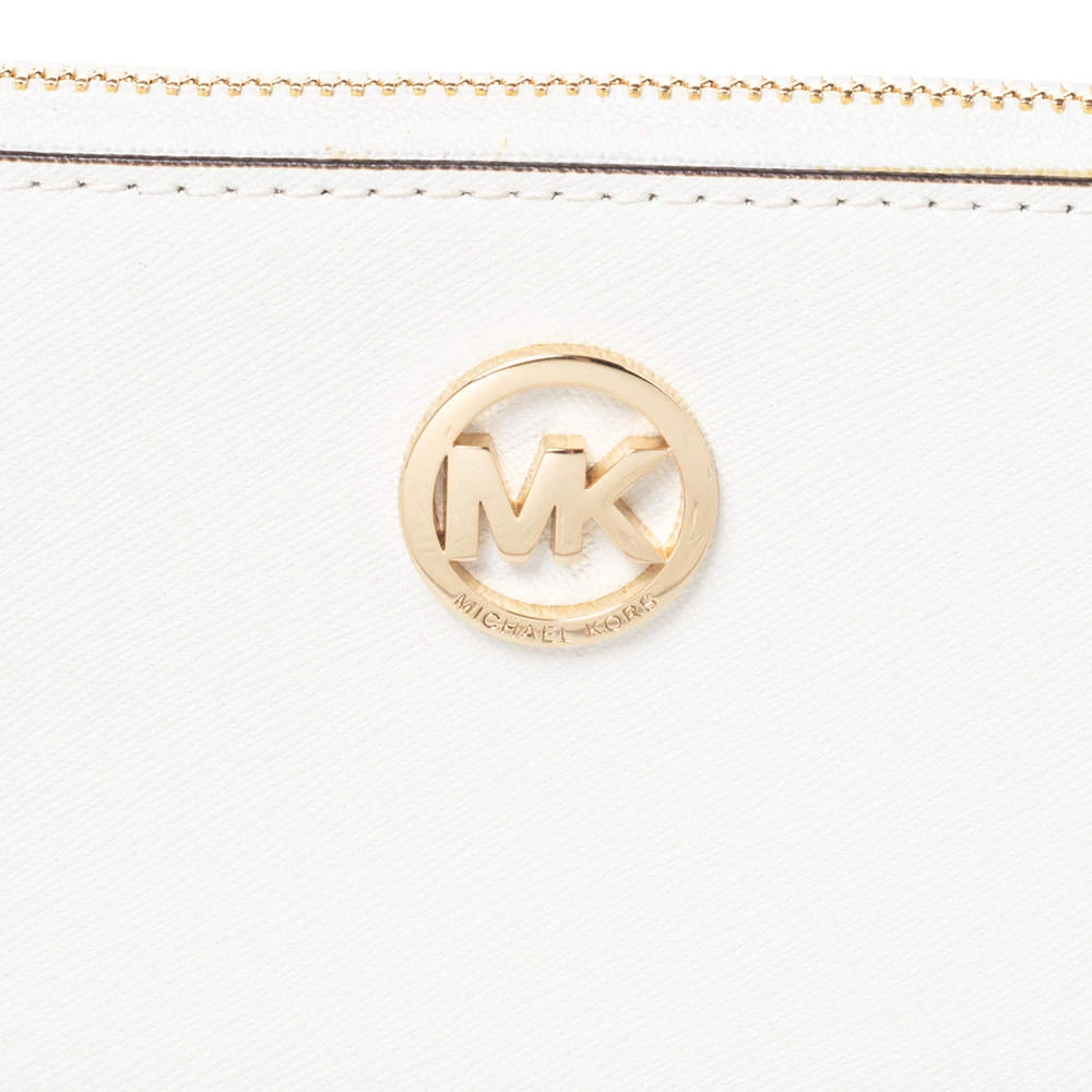 Michael Kors White Leather Zip Around Wallet For Women - Image 5