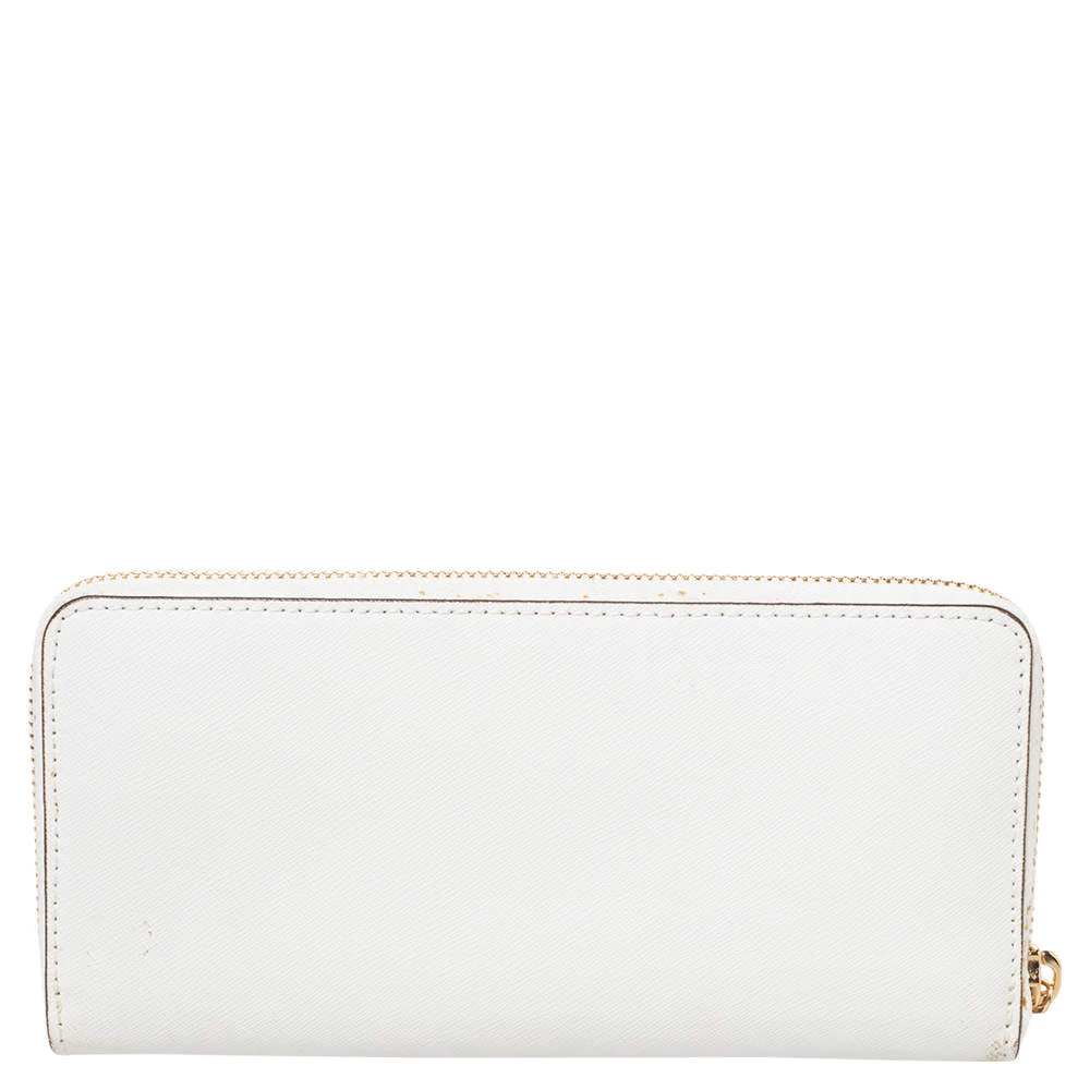 Michael Kors White Leather Zip Around Wallet For Women - Image 4