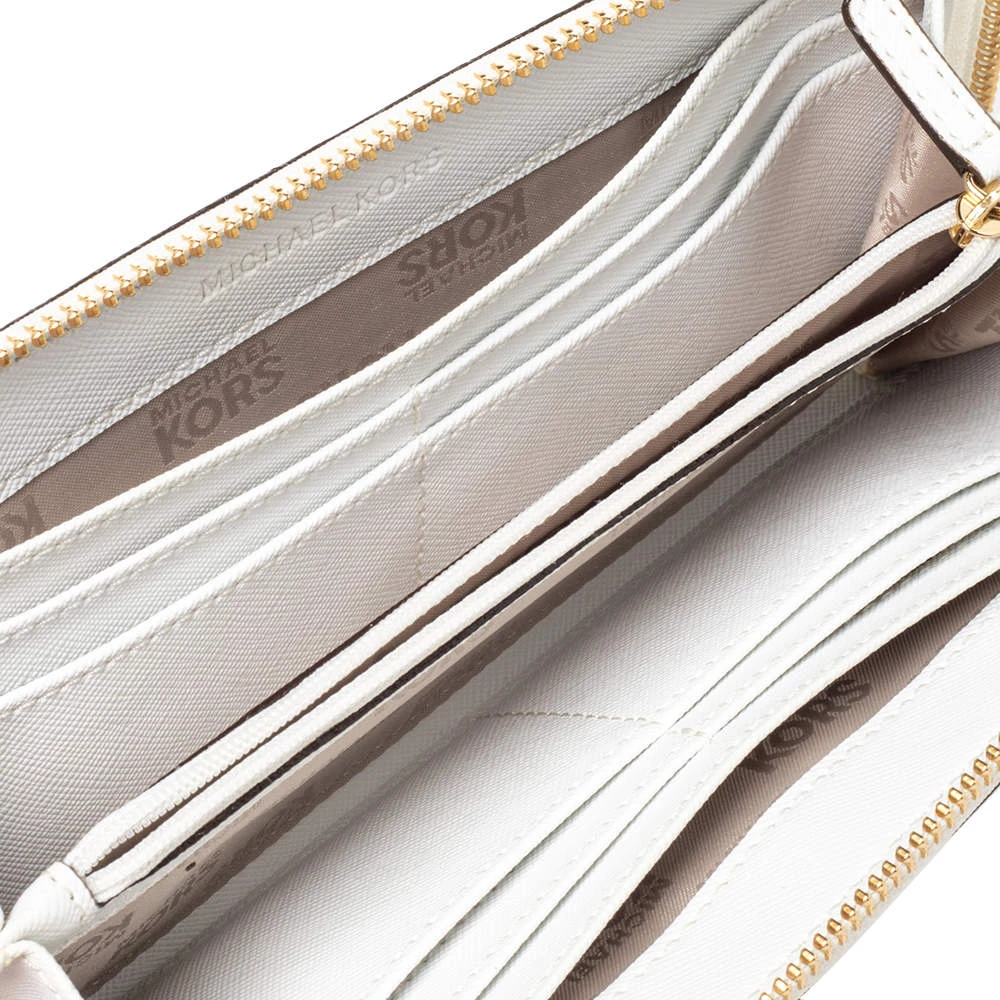 Michael Kors White Leather Zip Around Wallet For Women - Image 2