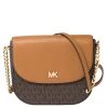 Michael Kors Brown/Tan Signature Coated Canvas Mott Dome Crossbody Bag For Women