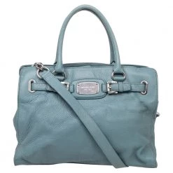 Michael Kors Teal Blue Leather Hamilton East West Tote For Women