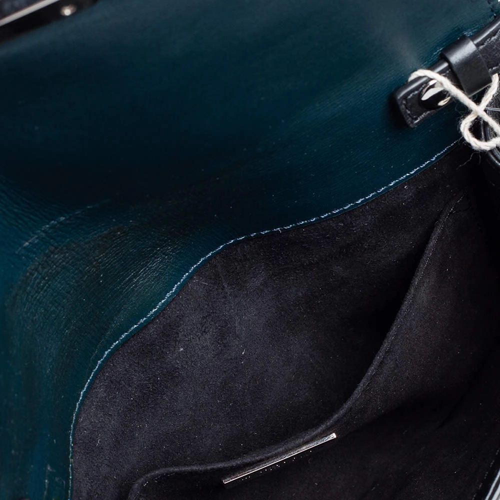 Michael Kors Teal Green/Black Leather Gia Clutch On Strap For Women - Image 7