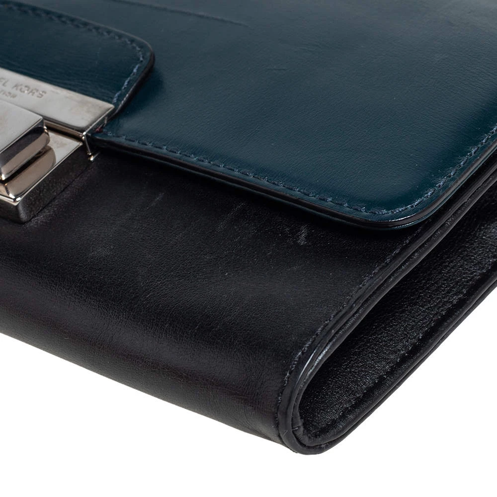 Michael Kors Teal Green/Black Leather Gia Clutch On Strap For Women - Image 12