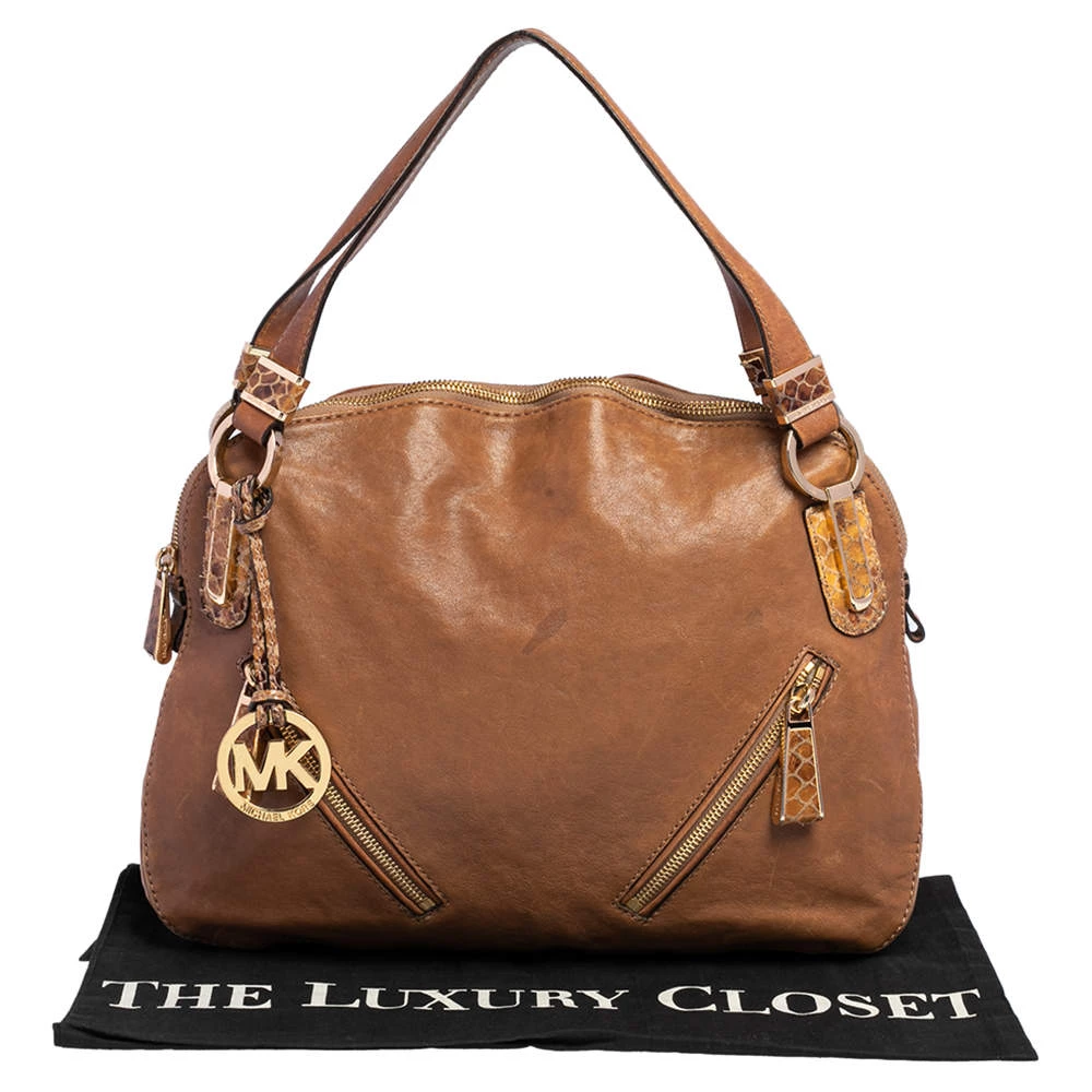 Michael Kors Tan Leather Matilda Slim Satchel For Women - Image 12