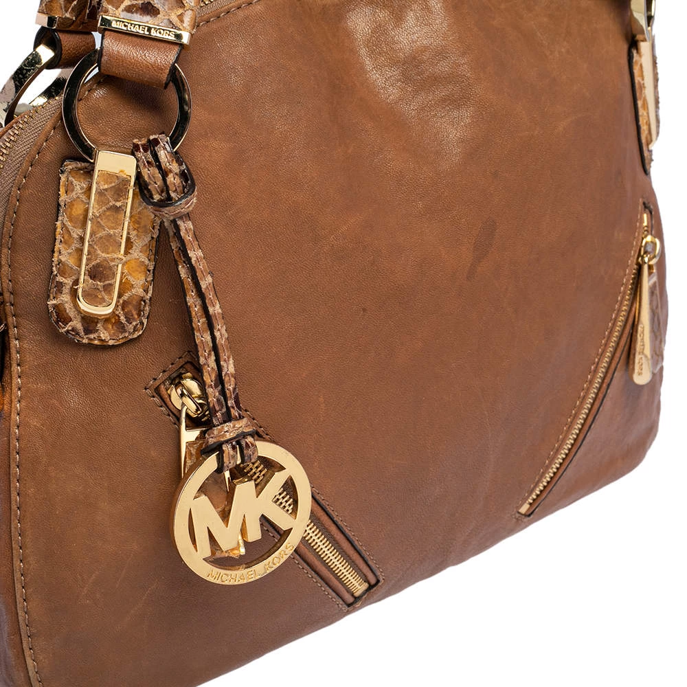 Michael Kors Tan Leather Matilda Slim Satchel For Women - Image 5