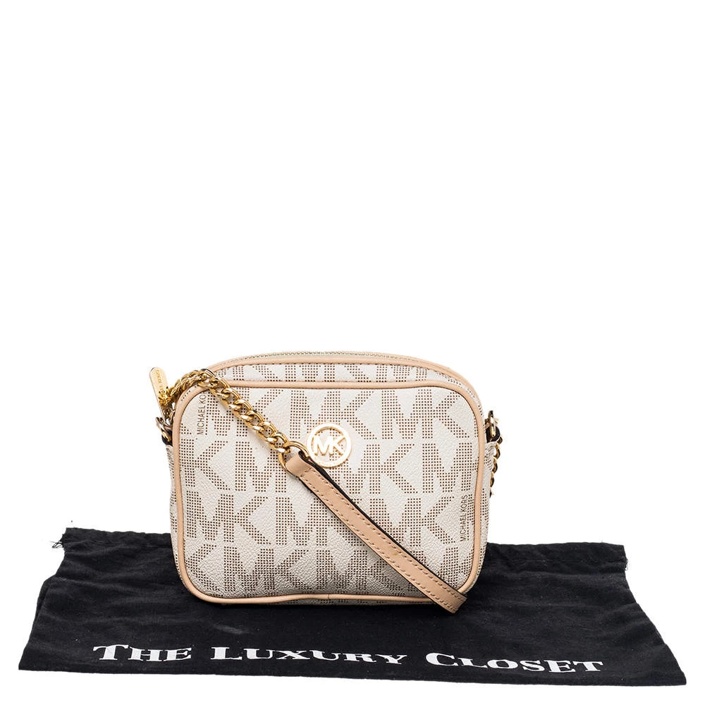 Michael Kors Beige/Brown Signature Coated Canvas And Leather Mini Camera Crossbody Bag For Women - Image 10