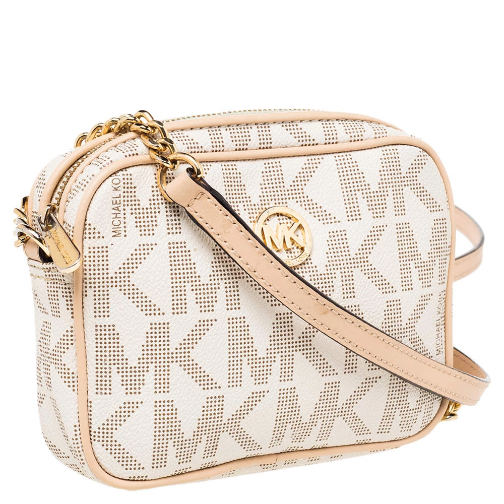 Michael Kors Beige/Brown Signature Coated Canvas And Leather Mini Camera Crossbody Bag For Women - Image 3