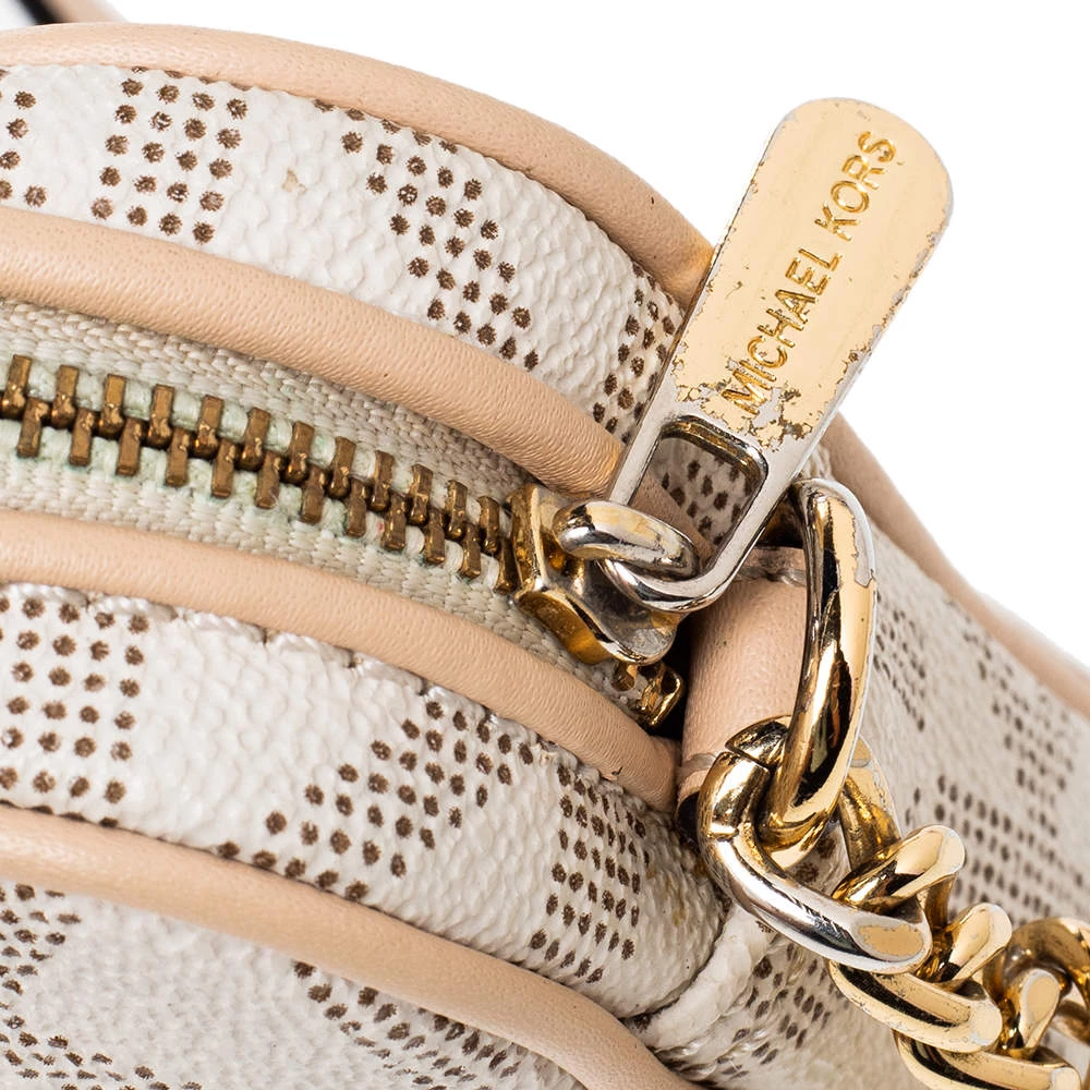 Michael Kors Beige/Brown Signature Coated Canvas And Leather Mini Camera Crossbody Bag For Women - Image 6