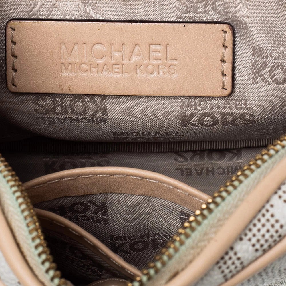 Michael Kors Beige/Brown Signature Coated Canvas And Leather Mini Camera Crossbody Bag For Women - Image 9