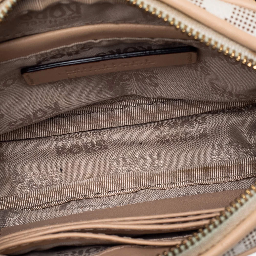 Michael Kors Beige/Brown Signature Coated Canvas And Leather Mini Camera Crossbody Bag For Women - Image 8