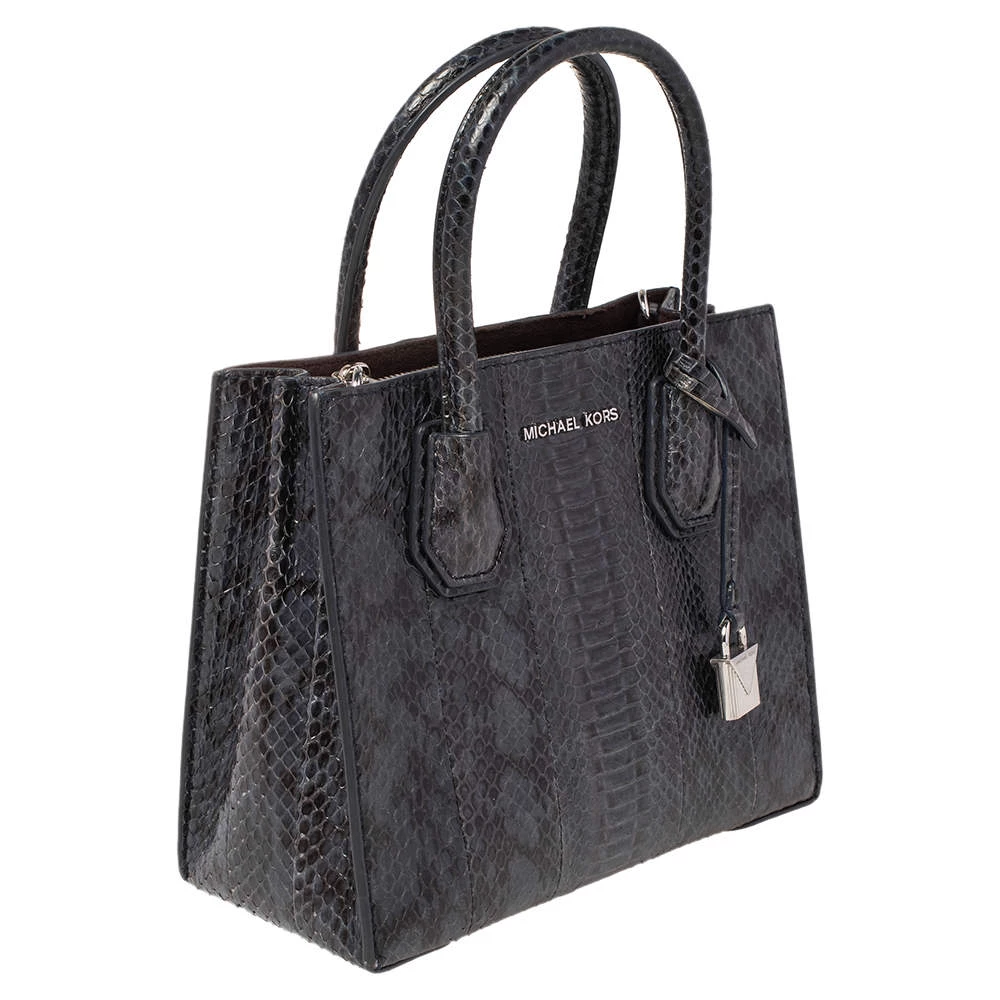 Michael Kors Blue/Black Snakeskin Mercer Tote For Women - Image 3